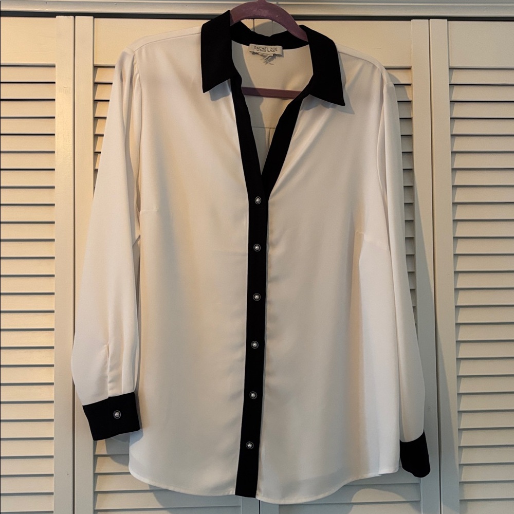 Rachel Zoe Black and White Collared Blouse